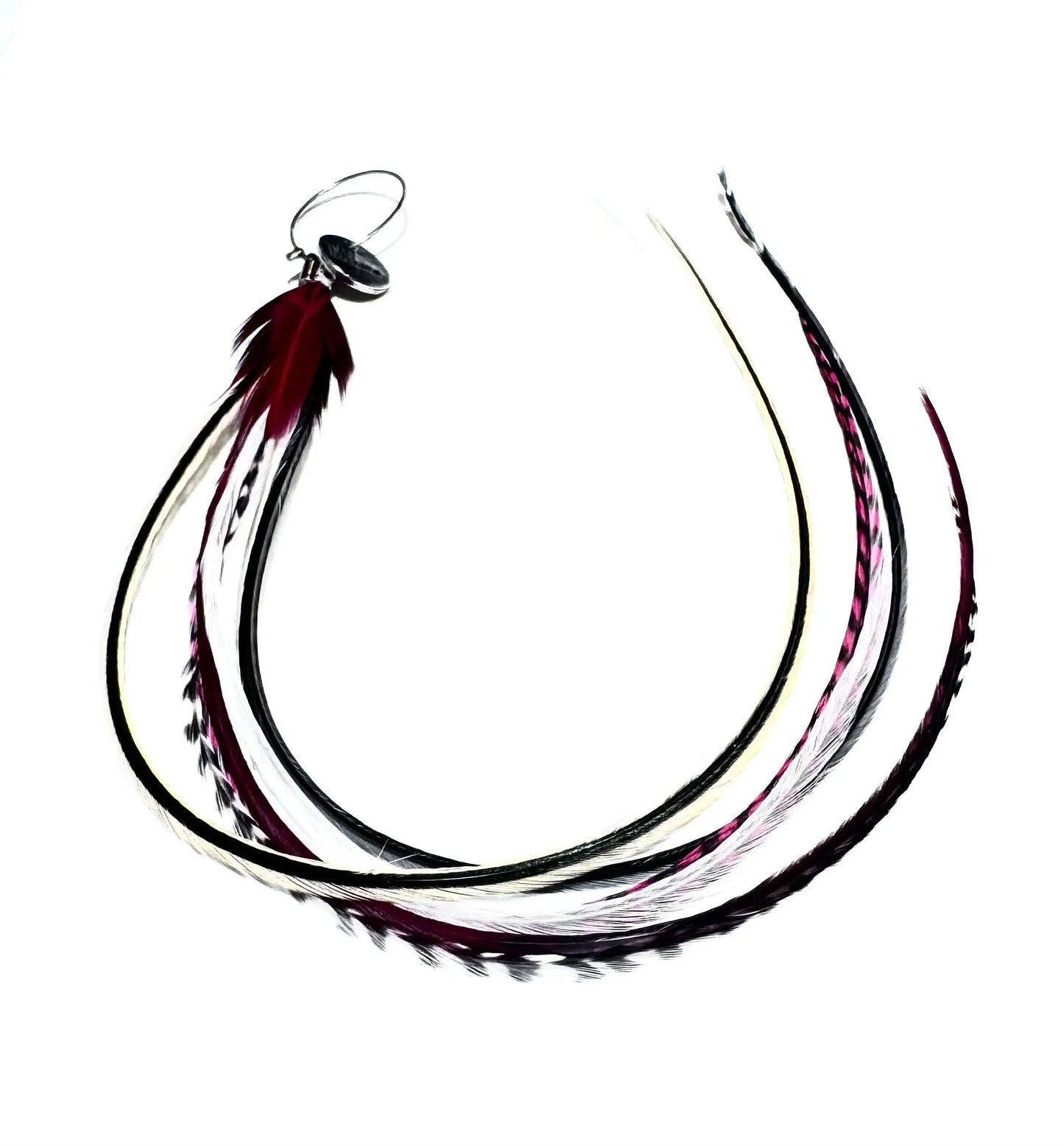 Boucle d’oreille plumes rouge noire et blanche - Mahana Bijoux