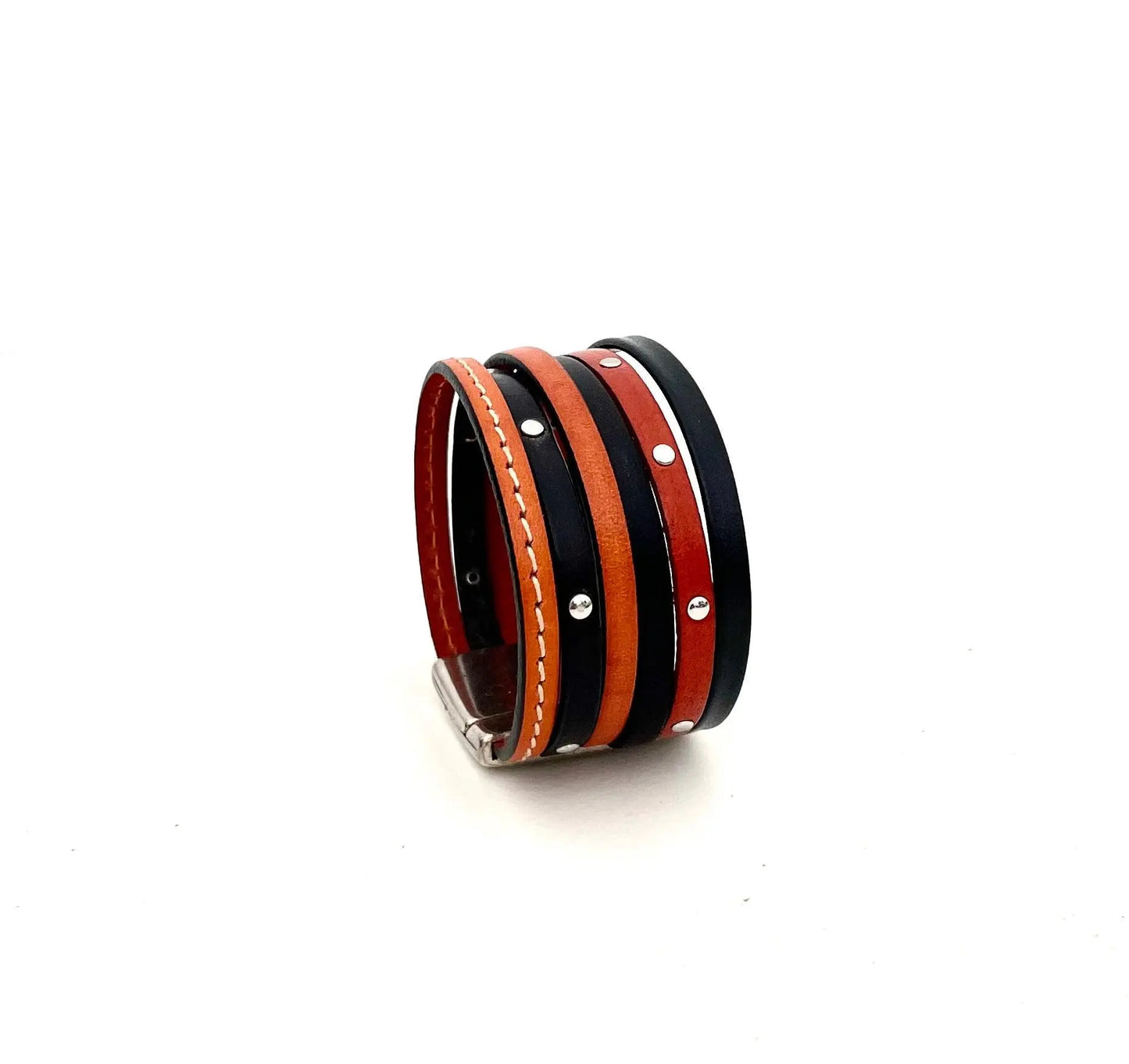 Manchette en cuir et multi liens BAHIA - Mahana Bijoux