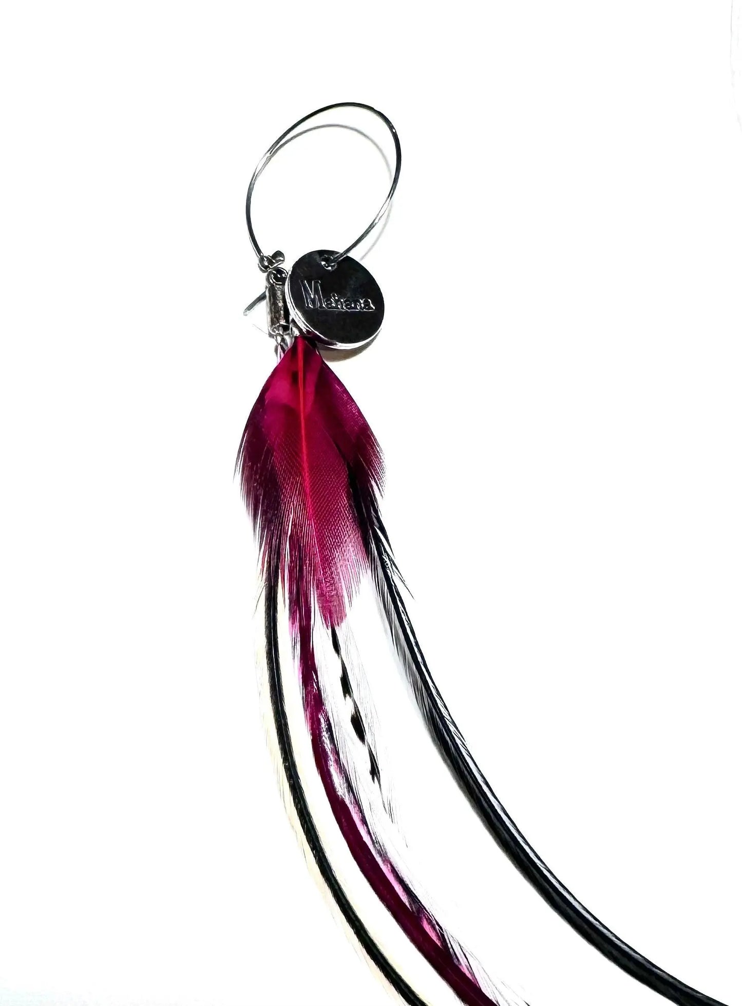 Boucle d’oreille plumes rouge noire et blanche - Mahana Bijoux