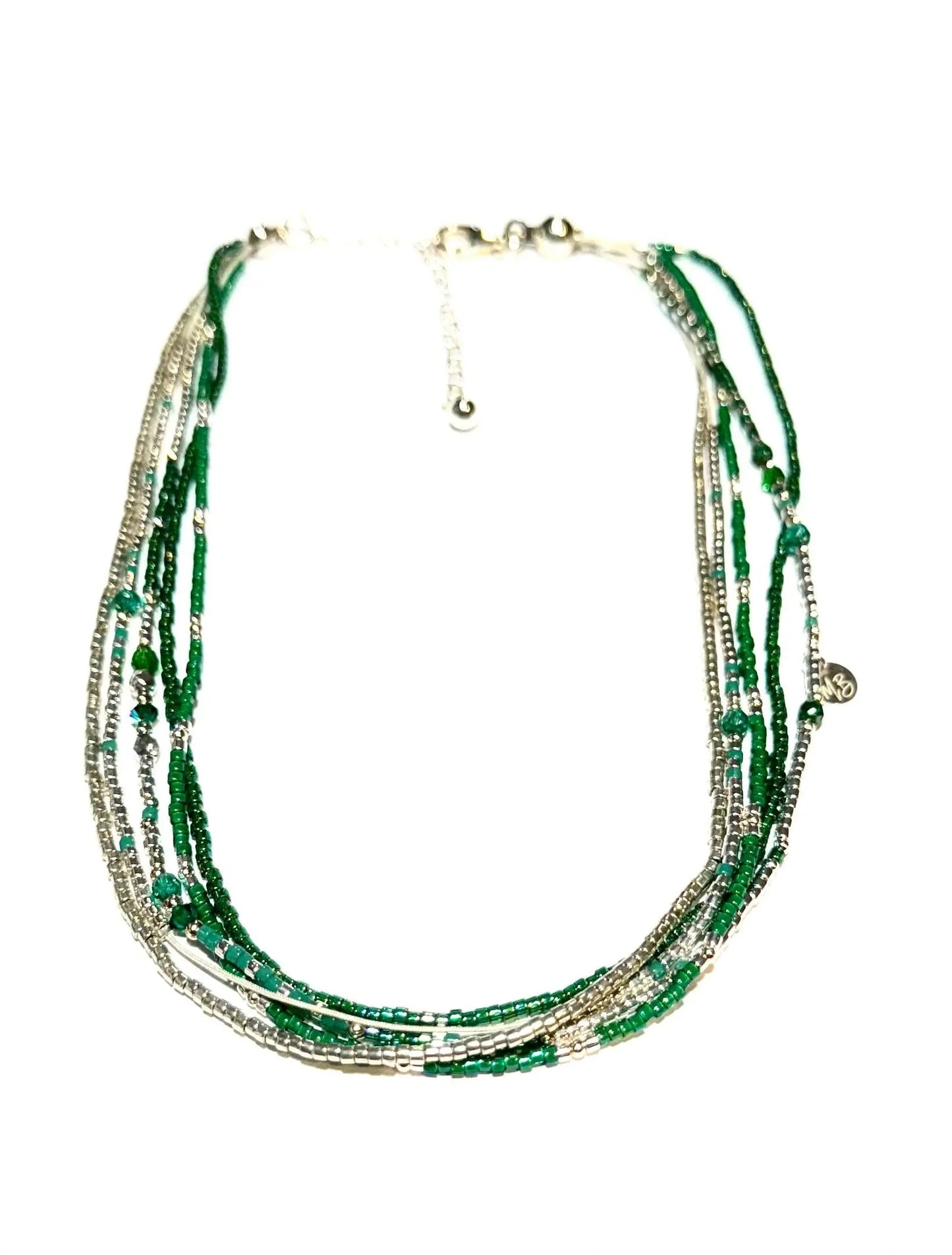 Bracelet Manchette Multi -Rangs en argent 925 “Lady Green” - Mahana Bijoux