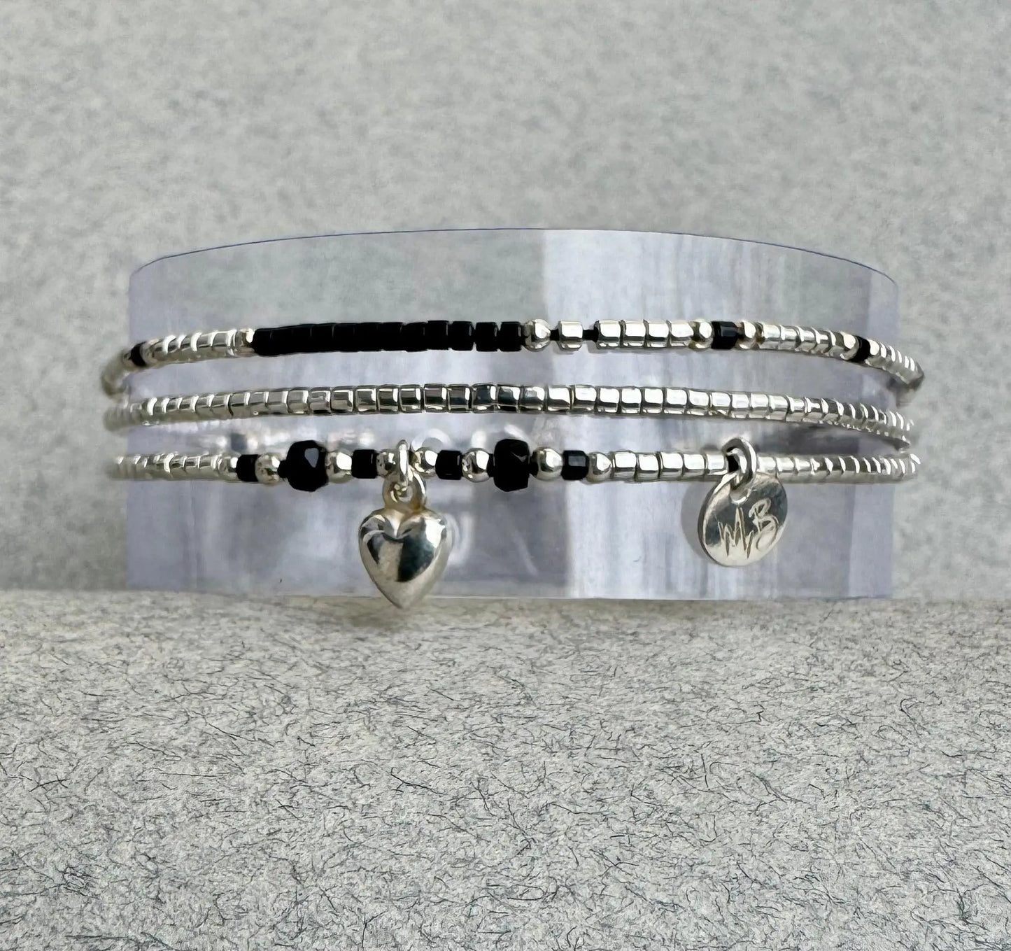 Bracelet 3 rangs en Argent 925 “Black Heart ” - Mahana Bijoux
