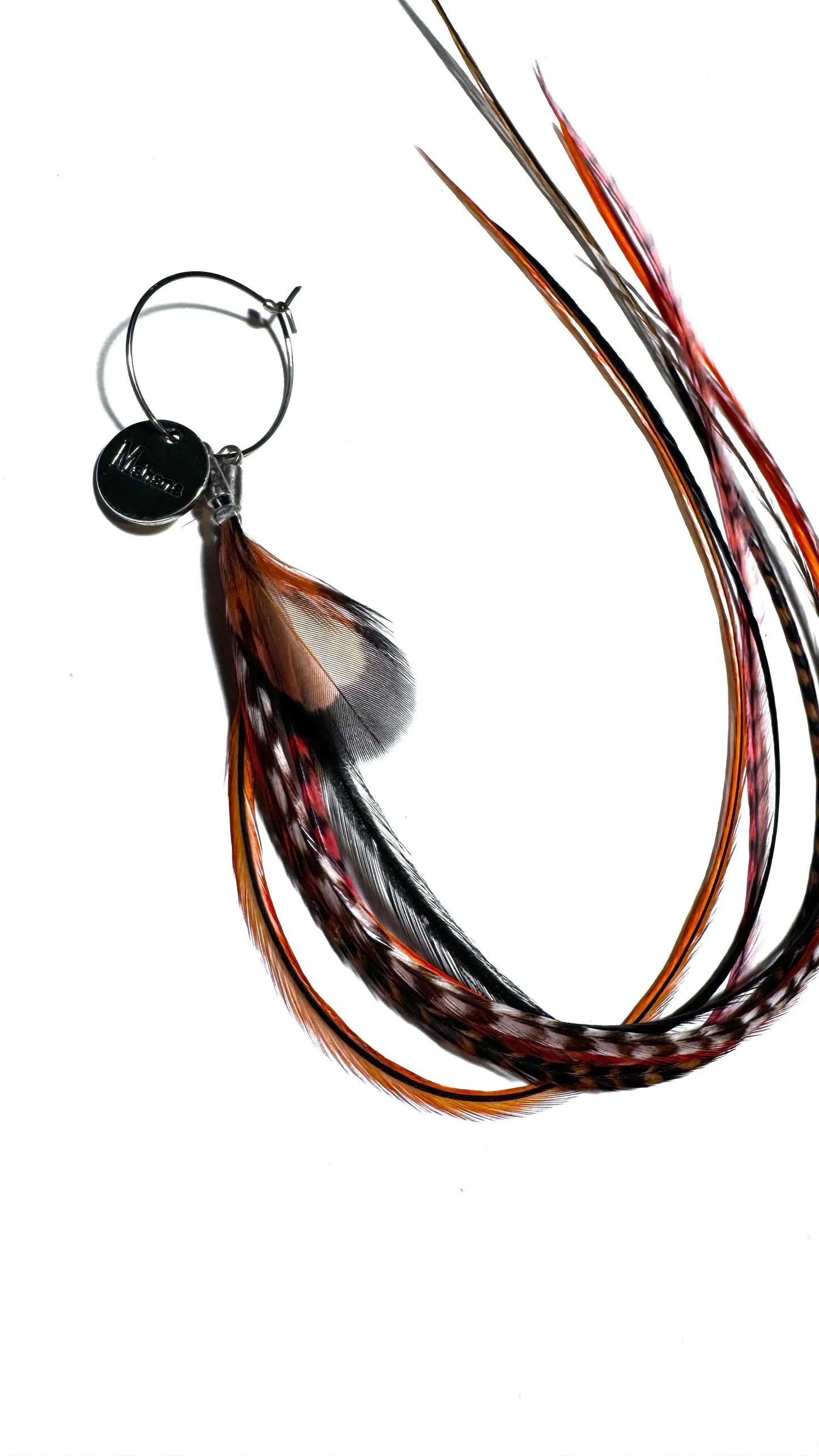 Boucle d’oreille plumes oranges et naturelles - Mahana Bijoux