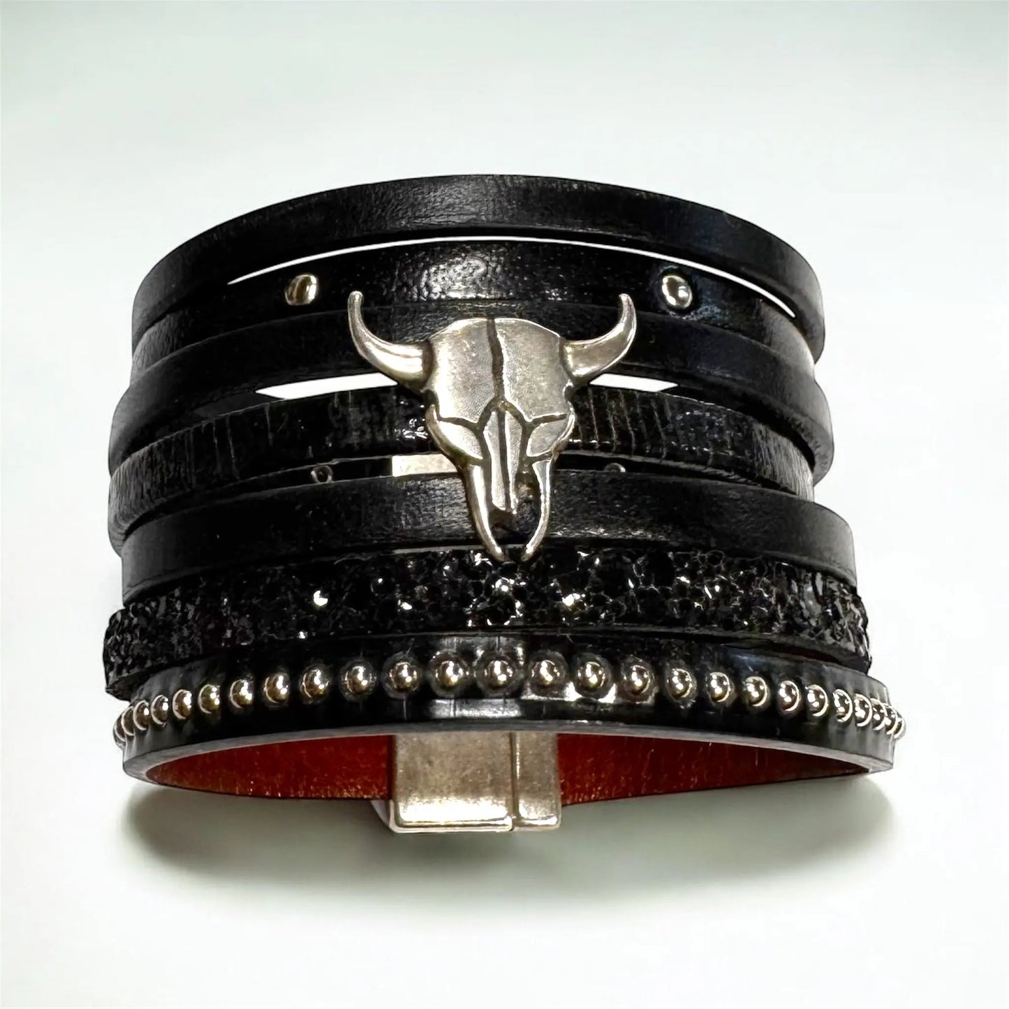 Manchette | Bracelet en cuir Buffalo Skull