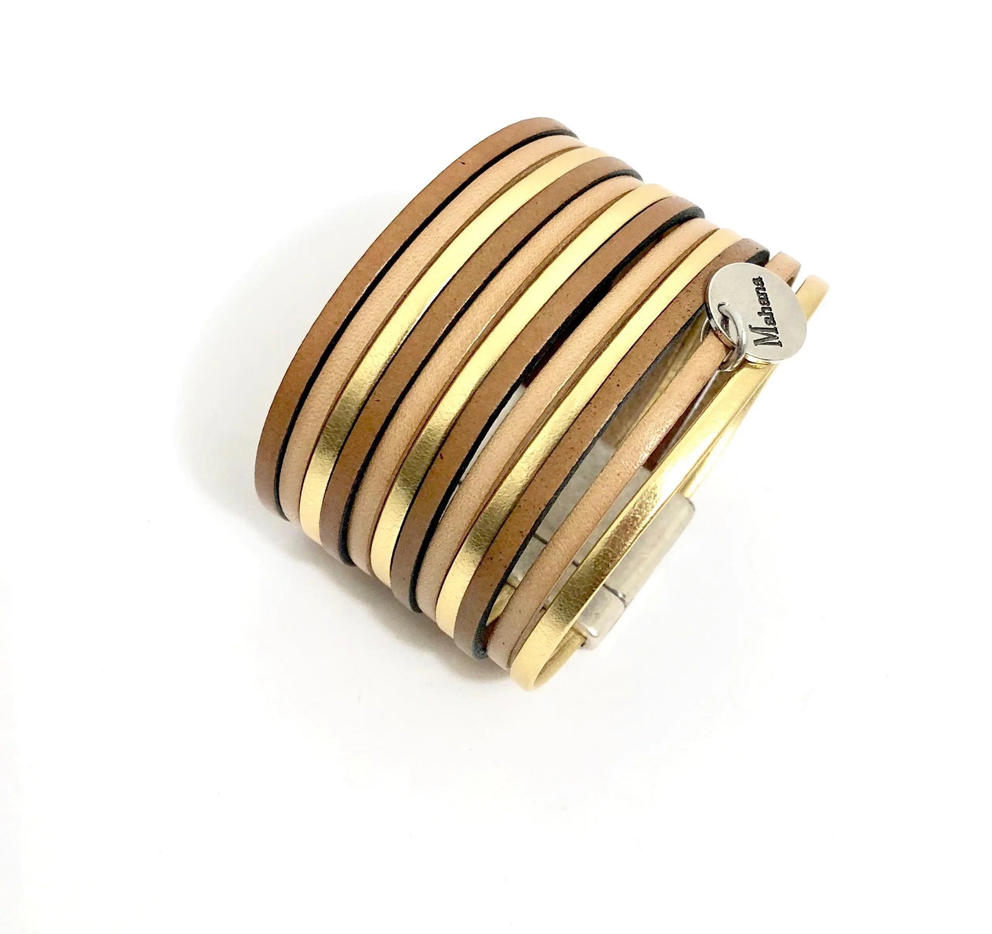 Manchette multi liens en cuir Oslo - Mahana Bijoux