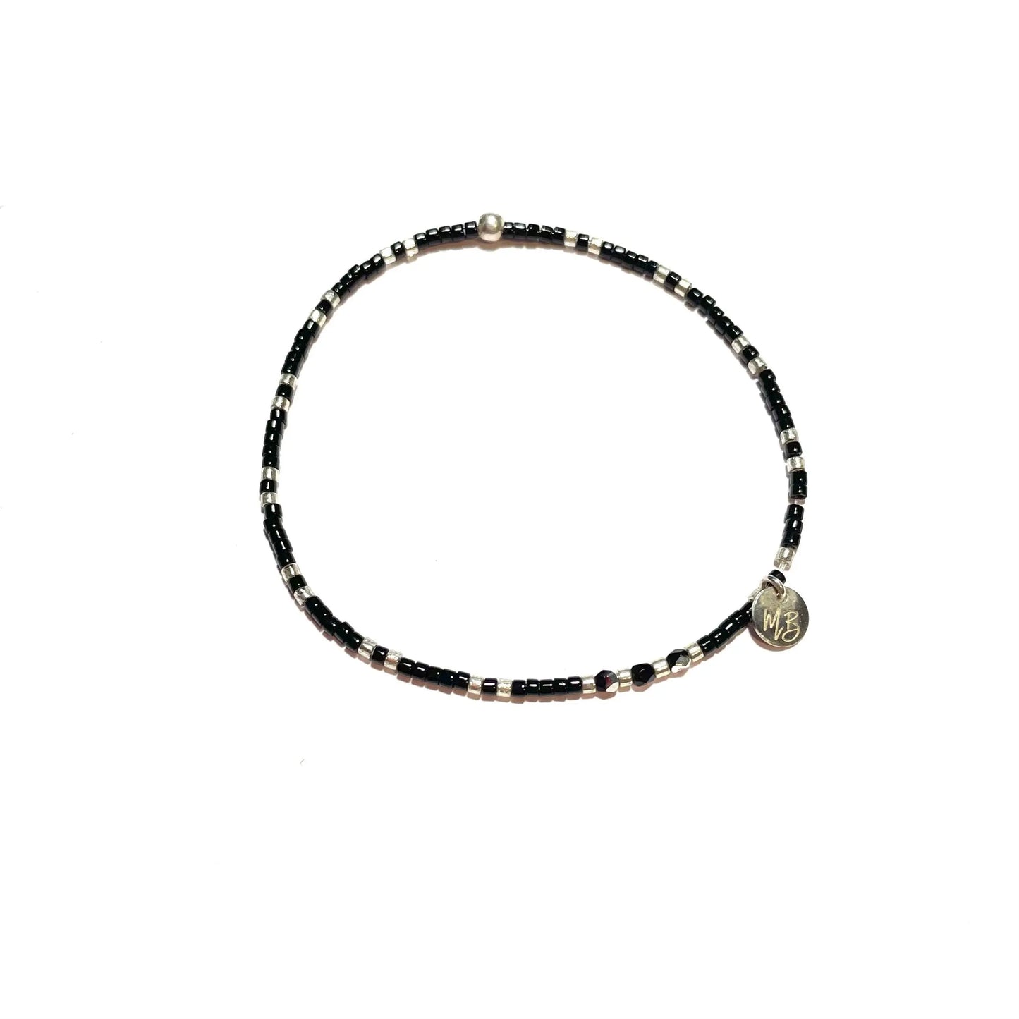 Bracelet Elastique Argent 925 Noir et Argent - Mahana Bijoux