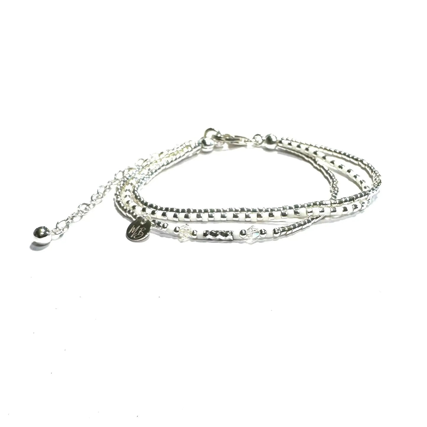 Bracelet en argent 925 sur 3 rangs | Blanc