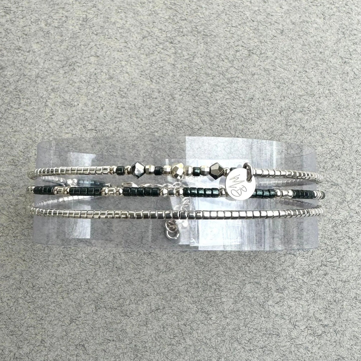 Bracelet 3 rangs en argent 925 “Black I” - Mahana Bijoux