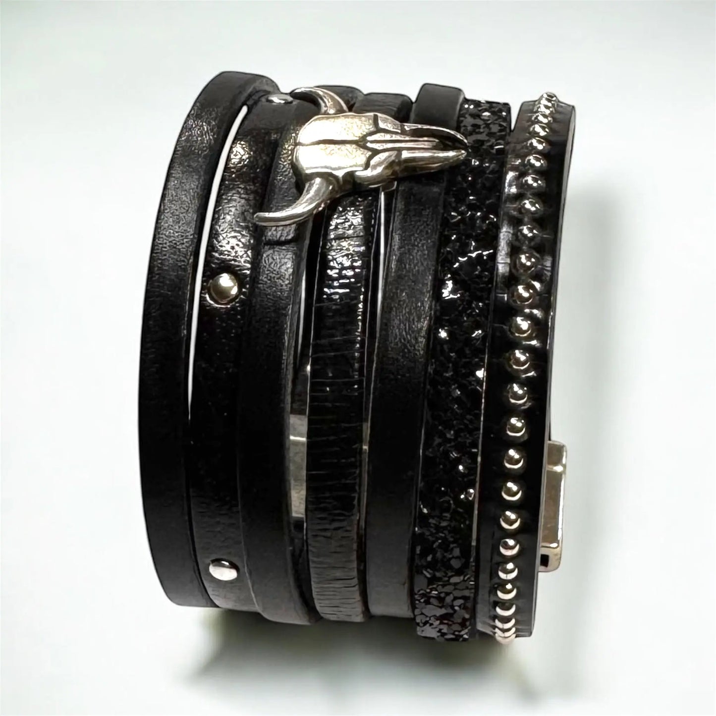 Manchette | Bracelet en cuir Buffalo Skull