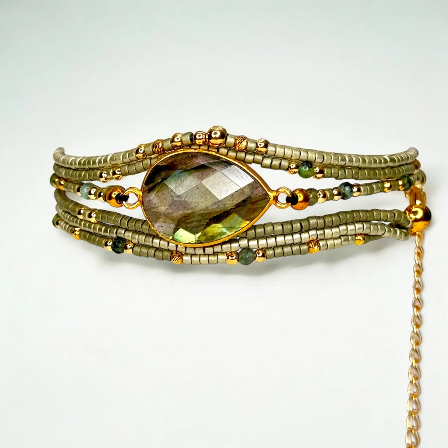 Bracelet Signature Luthéa en vermeil et labradorite – Lumière mystique et éclat céleste