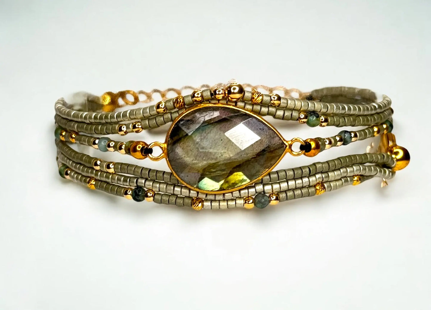 Bracelet Signature Luthéa en vermeil et labradorite – Lumière mystique et éclat céleste