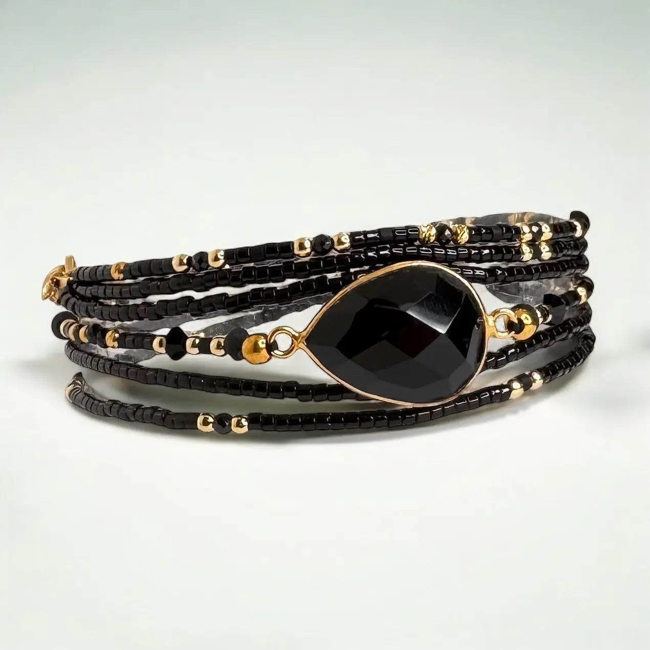 Bracelet multi liens en vermeil et Onyx