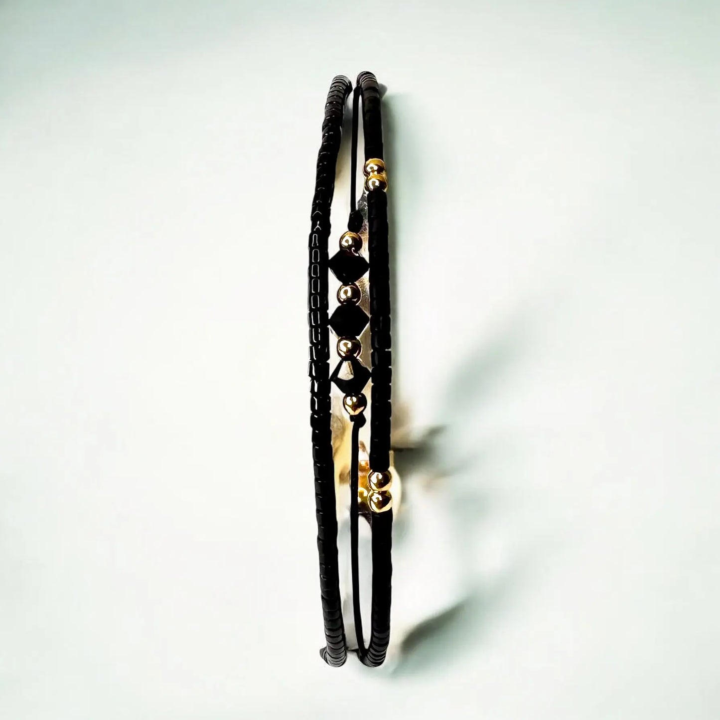 bracelet ajustable noir en vermeil