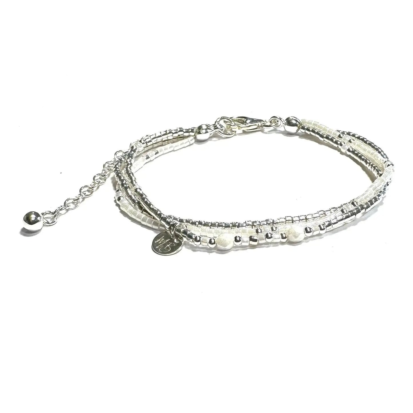 Bracelet en argent et perles blanches "Santa"