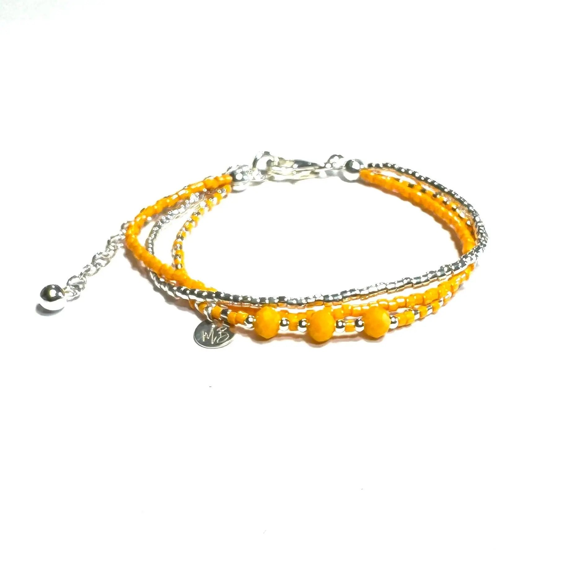 Bracelet en argent 925 et perles Miyuki orange