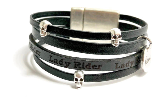 Bracelet en cuir Lady Rider et Skull