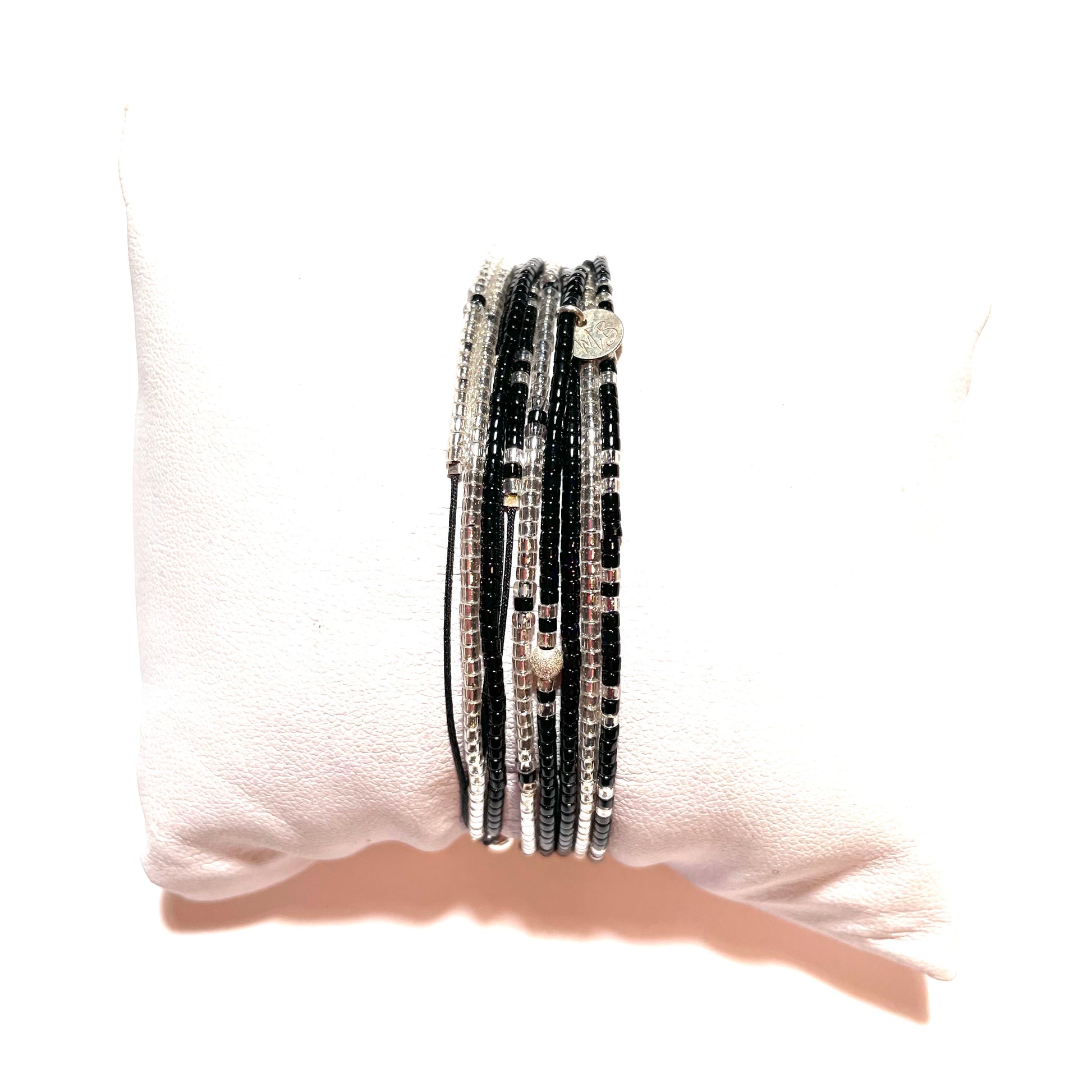 Bracelet multi tours noir et argent 925  “L’Atlanta” - Mahana Bijoux 