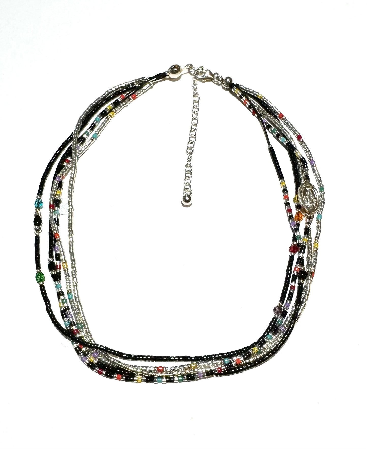 Manchette -Collier en argent 925 Multi-Rangs “Rainbow Virgin”