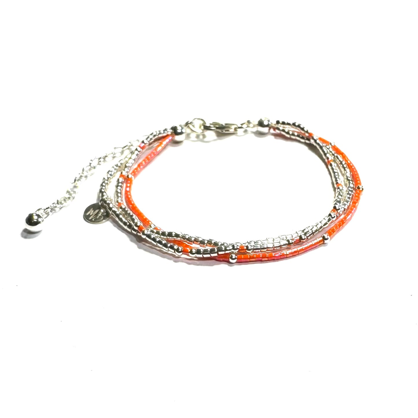 Bracelet 3 rangs en argent 925 | Orange III