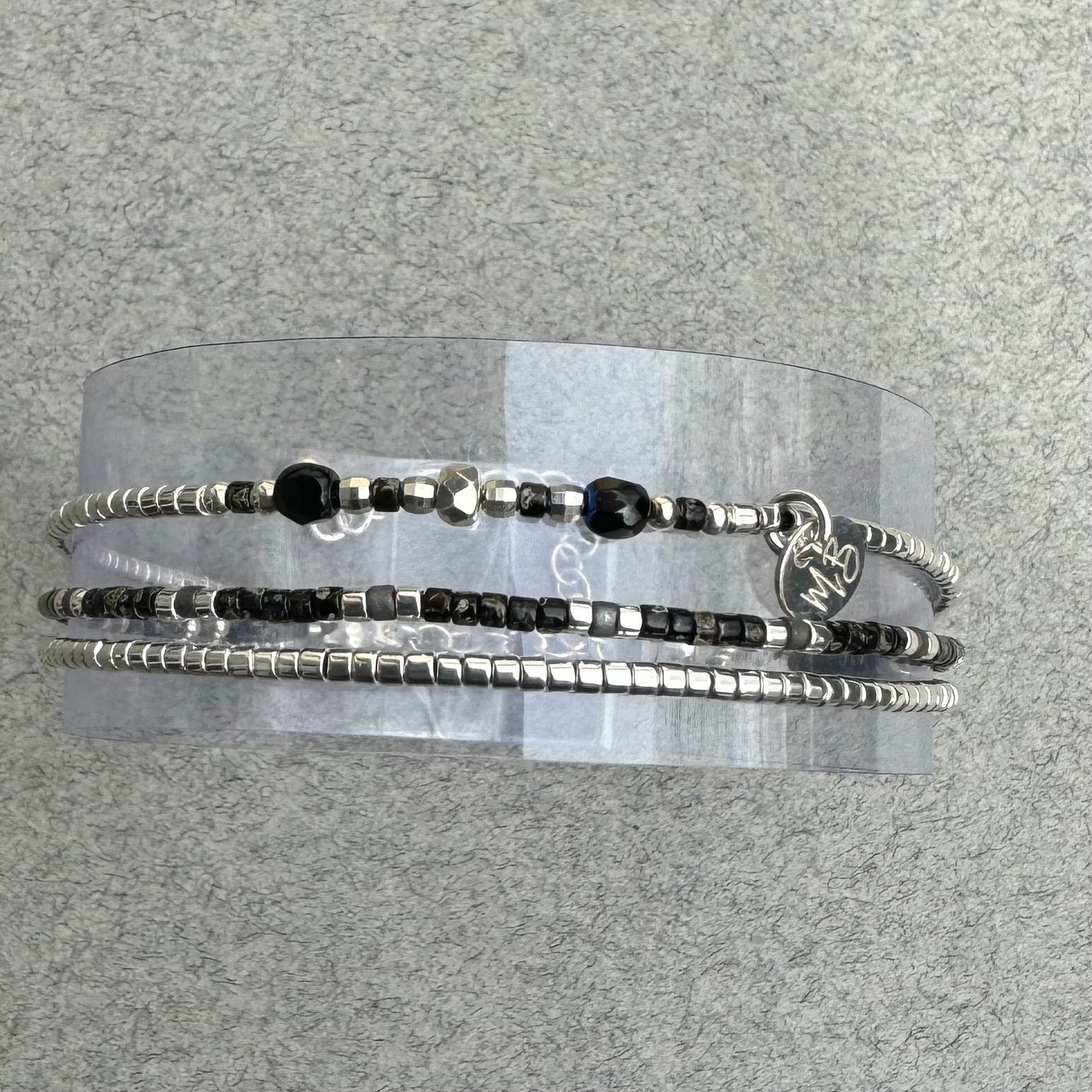 Bracelet 3 rangs en argent 925 “Black Granit”