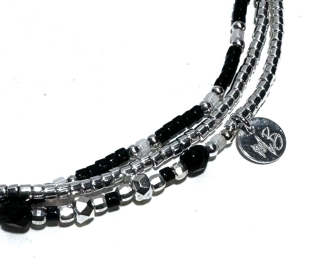 Bracelet 3 rangs en argent 925 “Black III” - Mahana Bijoux 