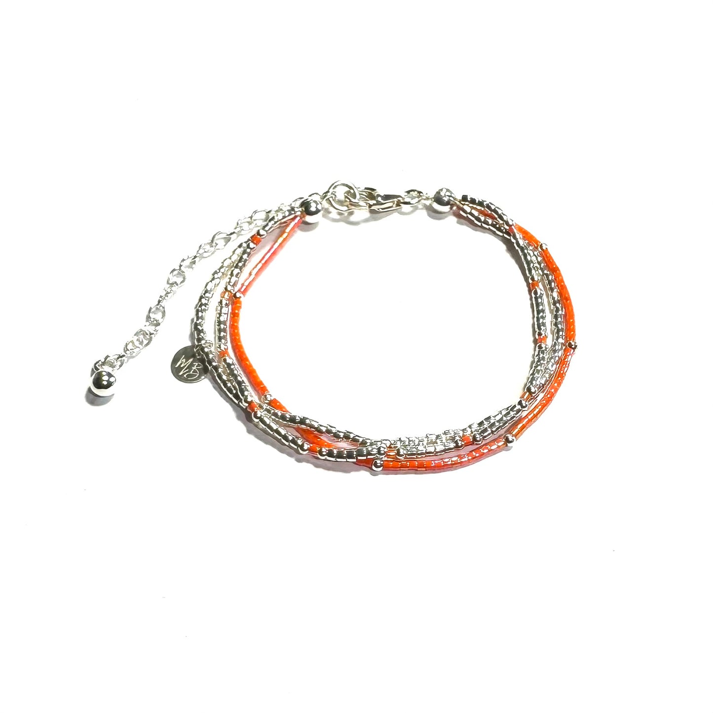 Bracelet 3 rangs en argent 925 | Orange III