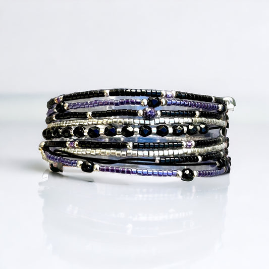 Bracelet multi rangs  en argent  “Purple Rain” - Mahana Bijoux 