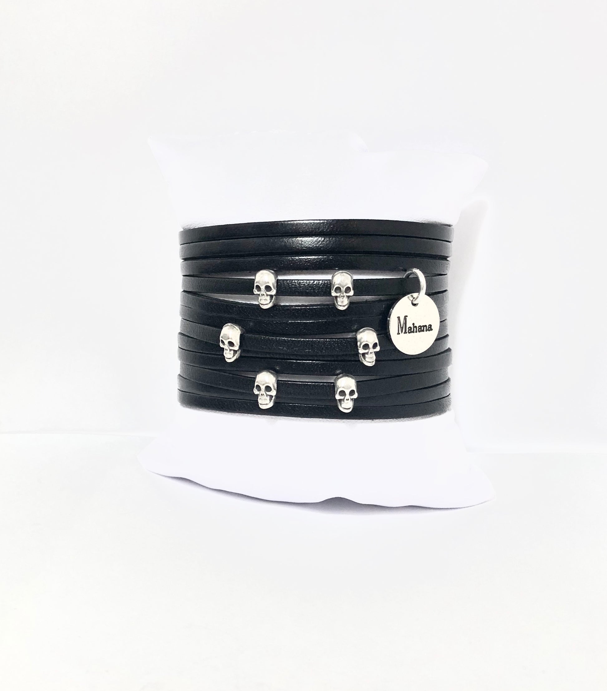 Bracelet en cuir Skull - Mahana Bijoux 