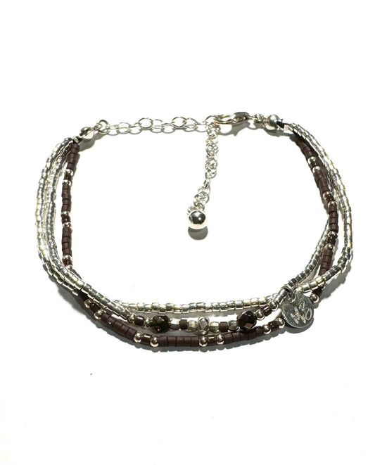 Bracelet 3 rangs en Argent 925 “Coffee” - Mahana Bijoux 