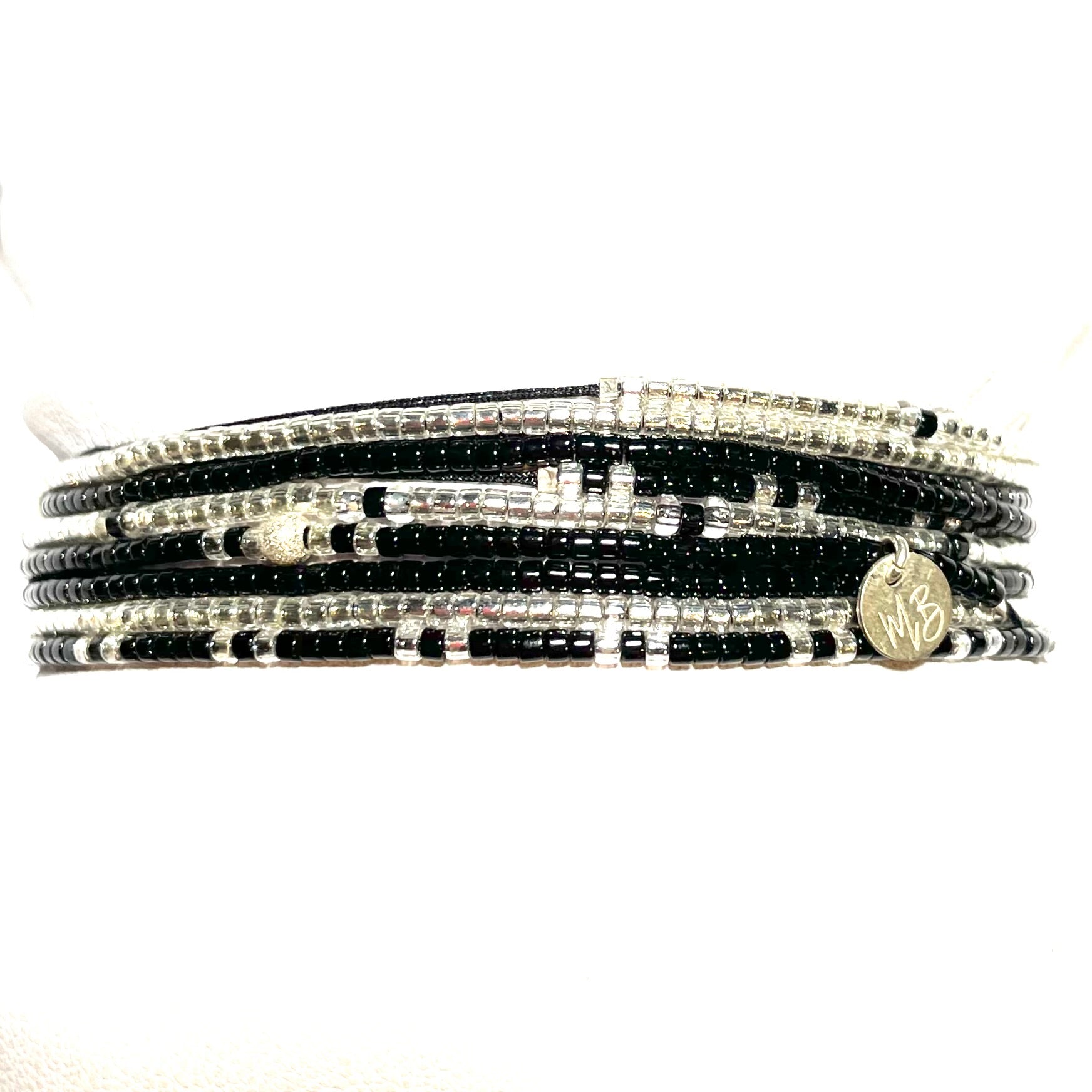 Bracelet multi tours noir et argent 925  “L’Atlanta” - Mahana Bijoux 