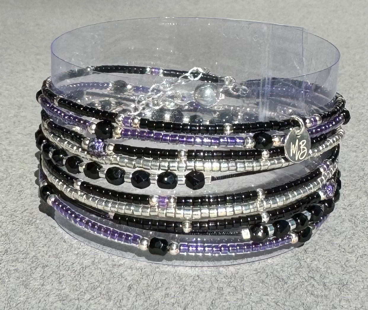 Bracelet multi rangs  en argent  “Purple Rain” - Mahana Bijoux 