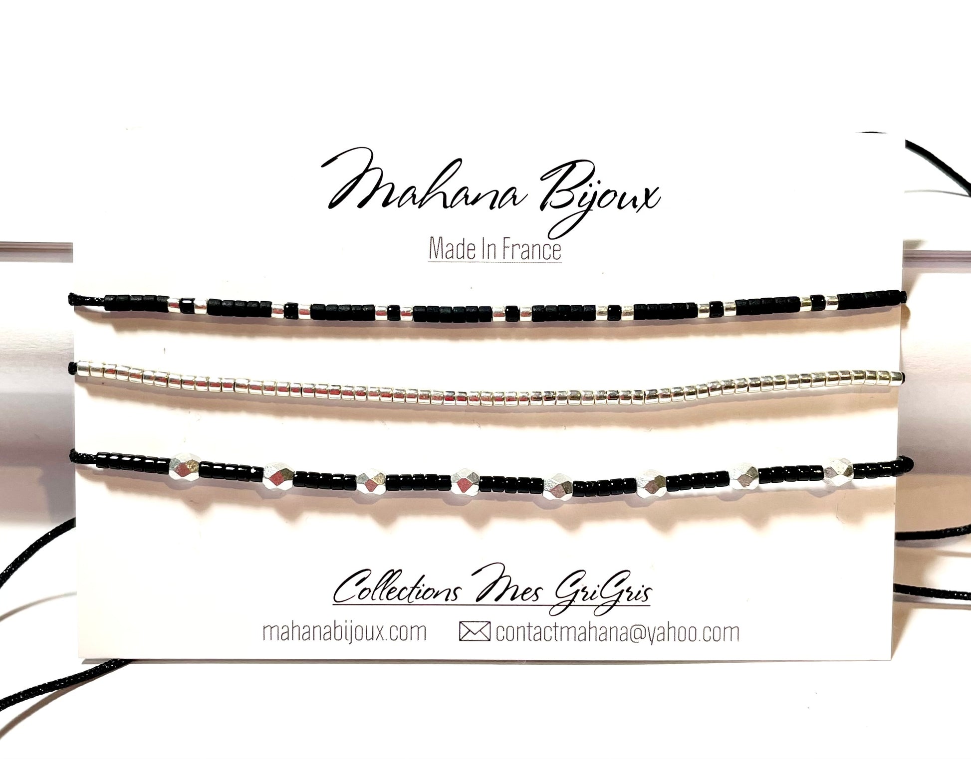 Carte 3 bracelets reglables en argent 925  “Vitaa” - Mahana Bijoux 