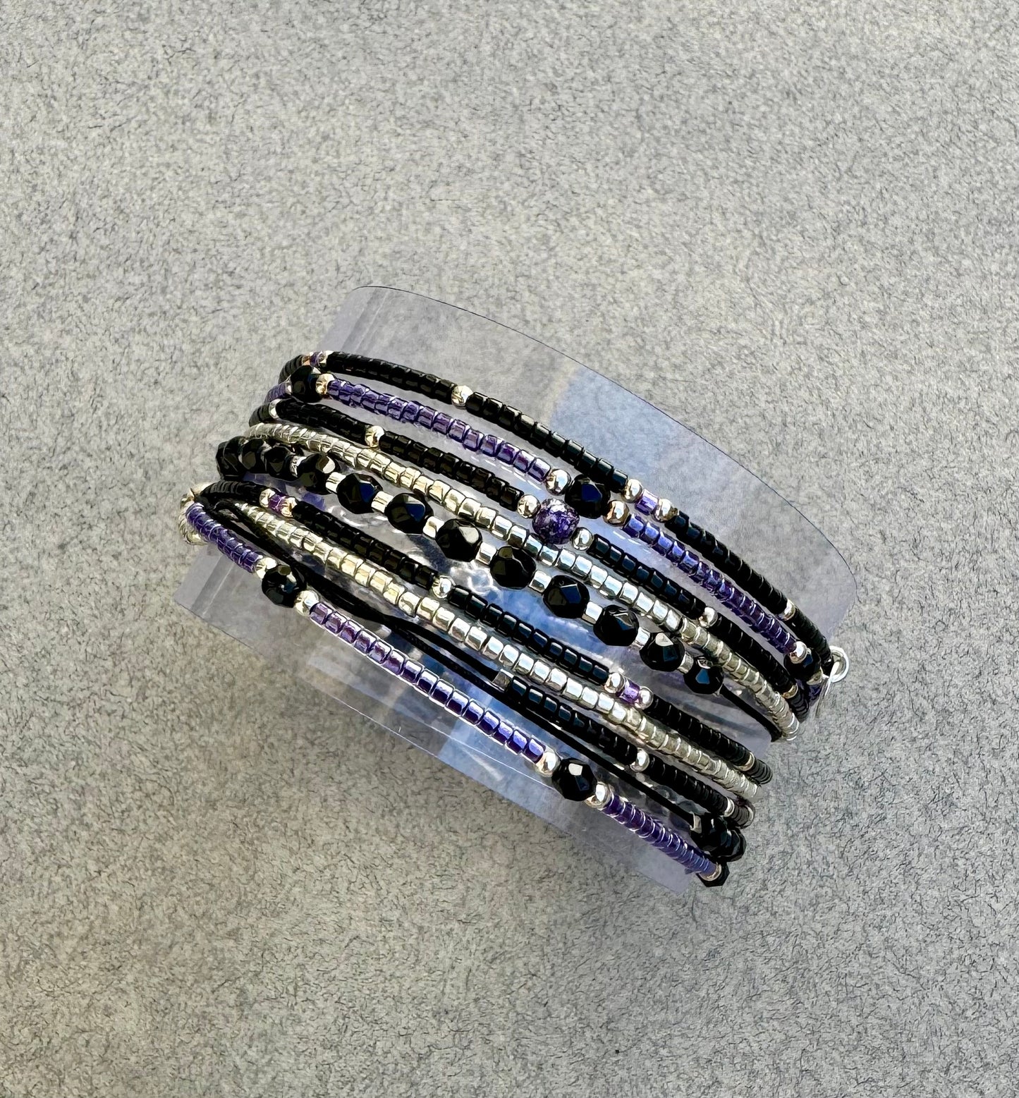 Bracelet multi rangs  en argent  “Purple Rain” - Mahana Bijoux 