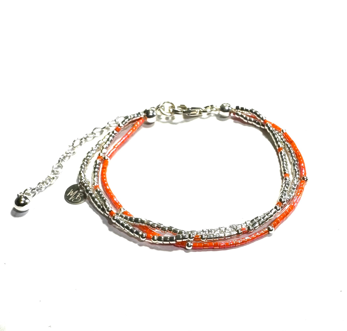 Bracelet 3 rangs en argent 925 | Orange III