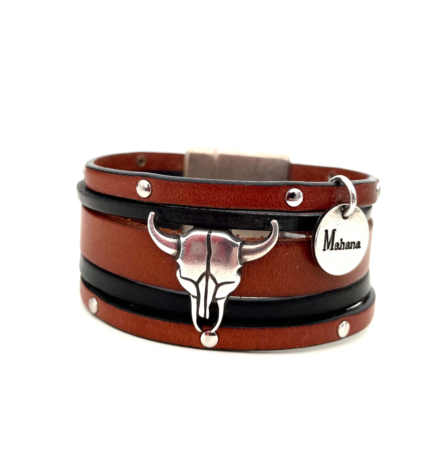 Manchette en cuir Buffalo Skull Kaya