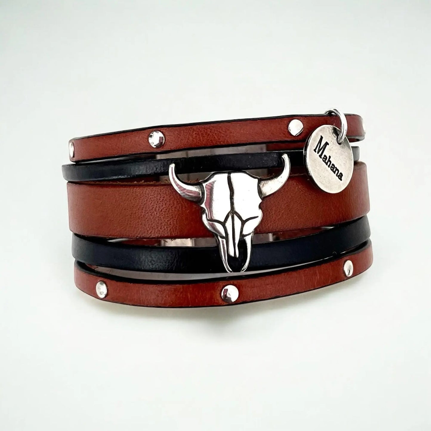 Manchette en cuir Buffalo Skull Kaya
