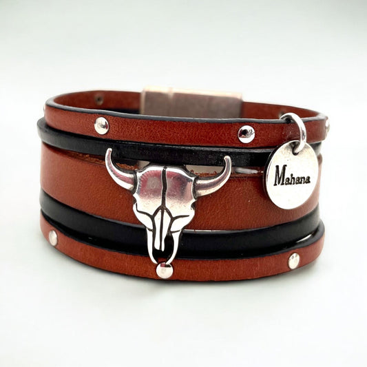 Manchette en cuir Buffalo Skull Kaya