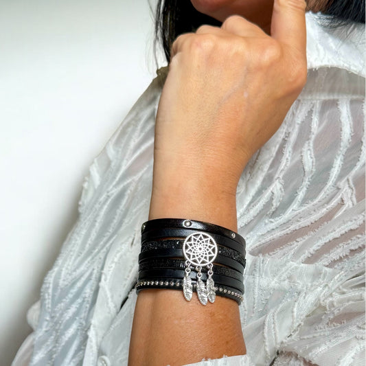 Manchette en cuir Dreamcatcher